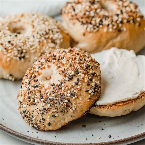 homemade sourdough everything bagels.